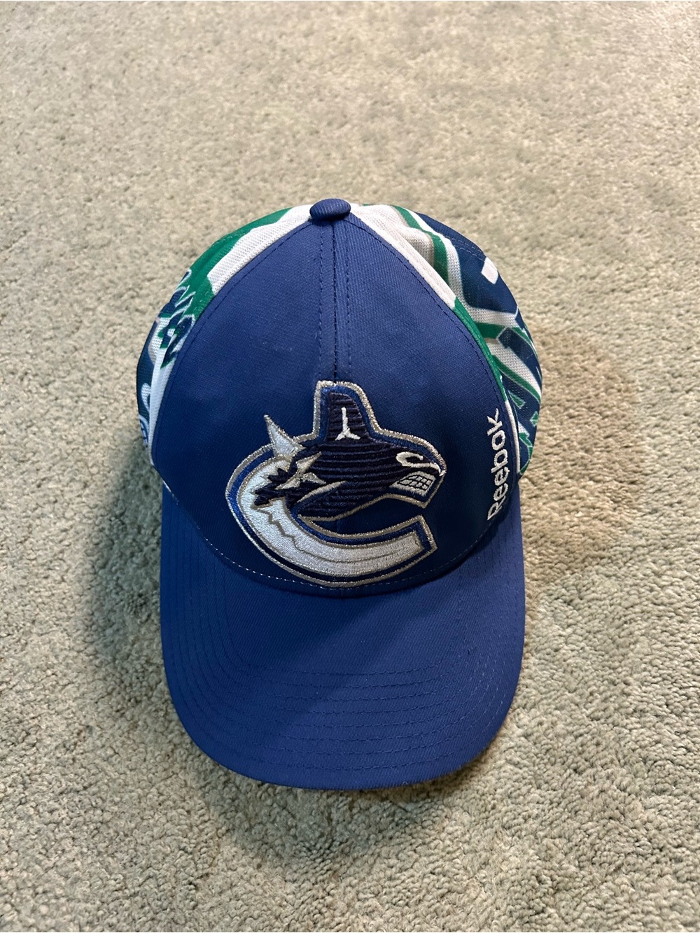 Vintage Reebok Vancouver Canucks Center Ice AOP SnapBack Hat Hockey Cap